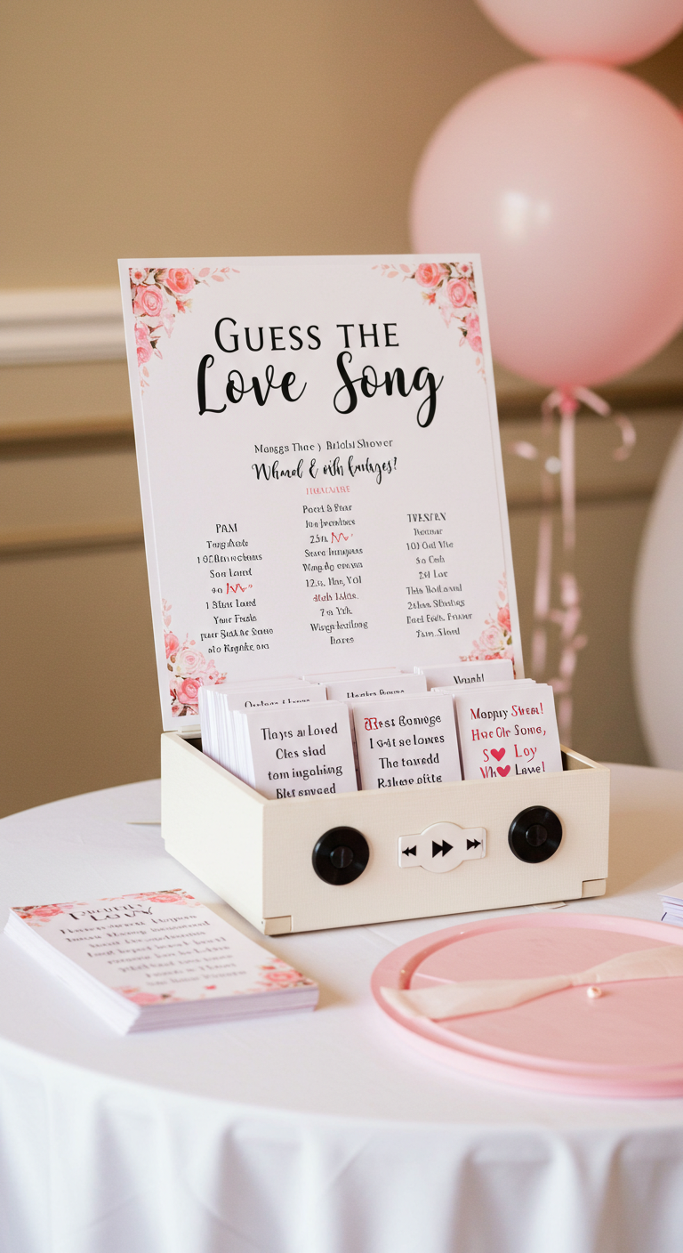 Guess the Love Song Bridal Shower Game
