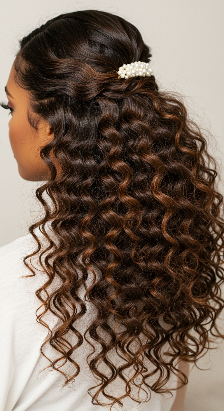 Half-Up, Half-Down Curls Curly Hair Girl