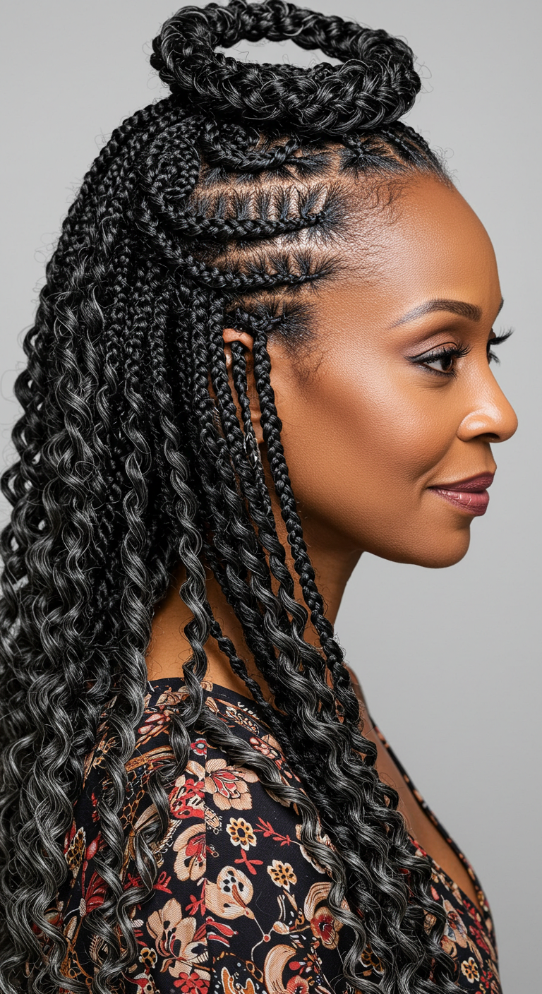 Halo Braid Crown for Older Black Women