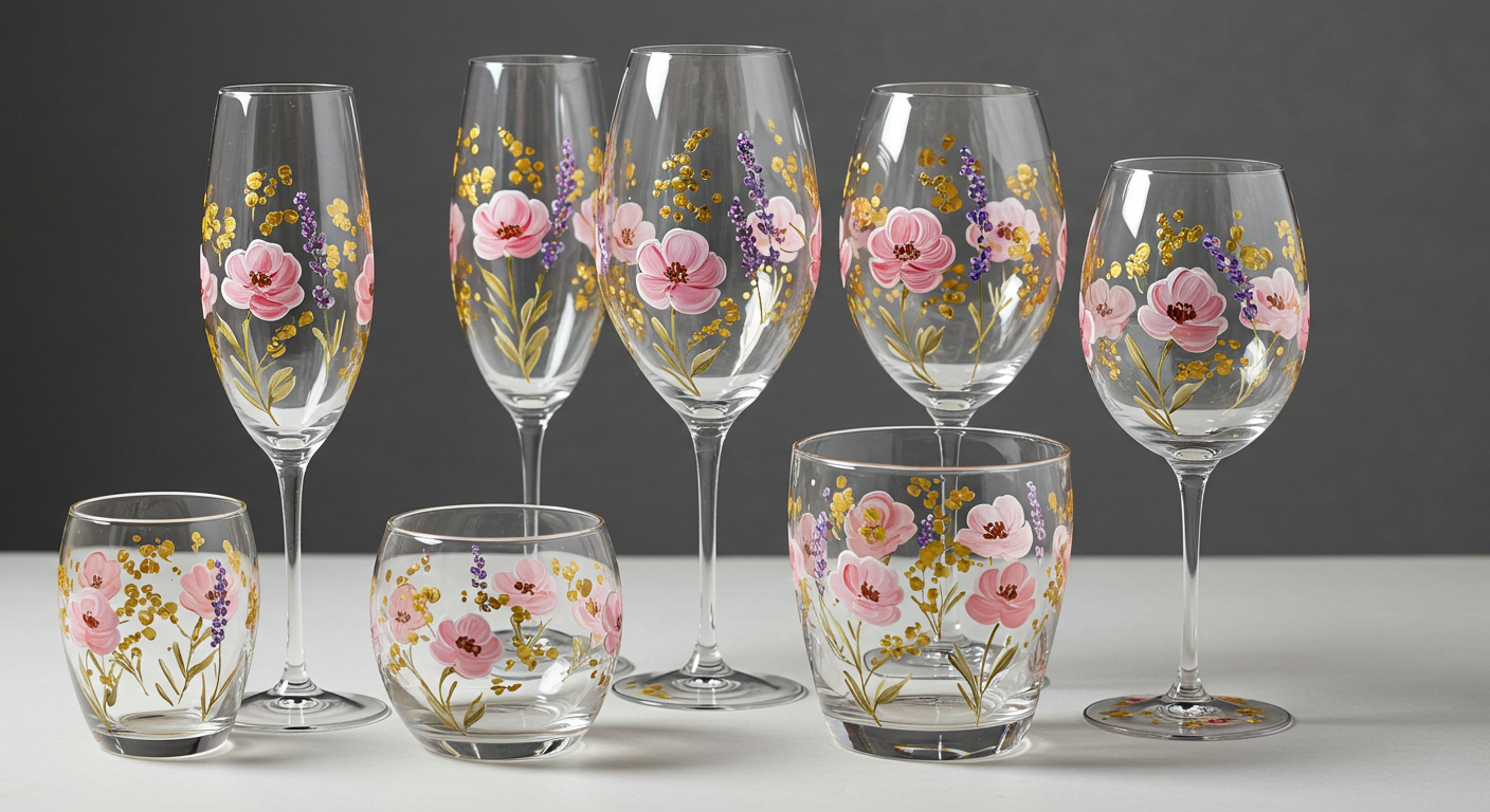 Hand-Painted Wedding Glassware