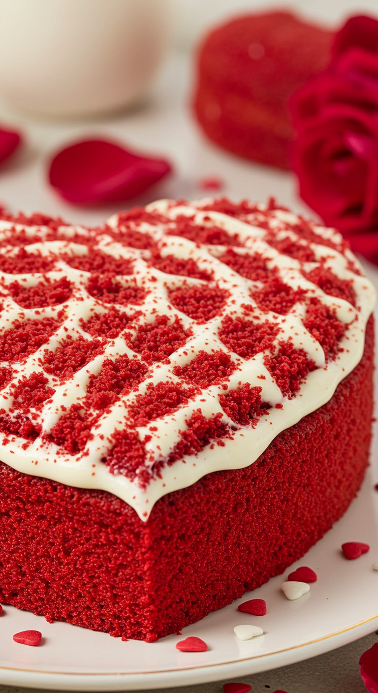 Heart-Shaped Red Velvet Valentine Cake