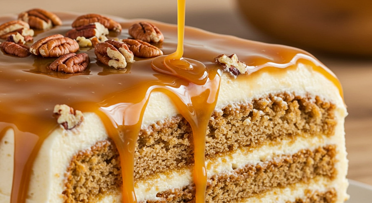 Hummingbird Cake with Caramel Drizzle