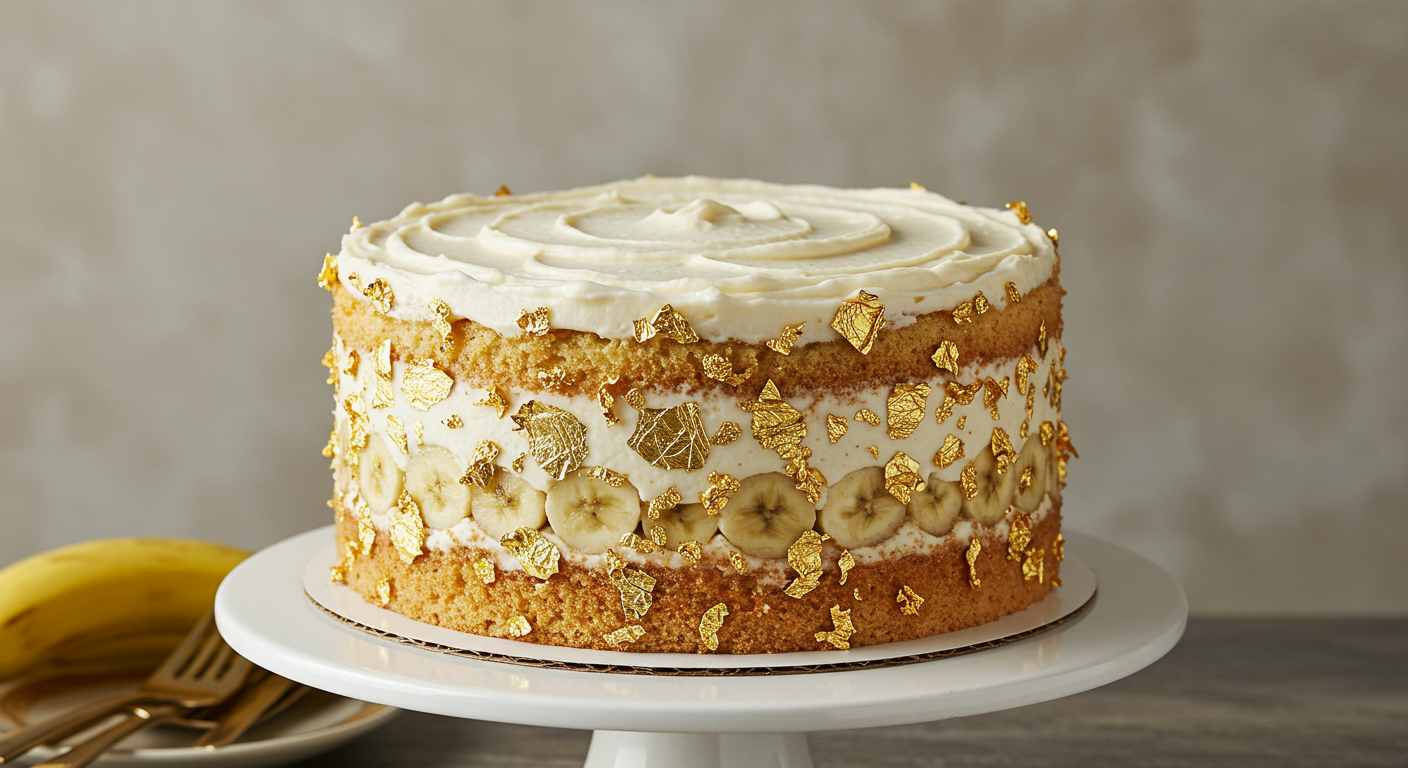 Hummingbird Cake with Edible Gold Flakes