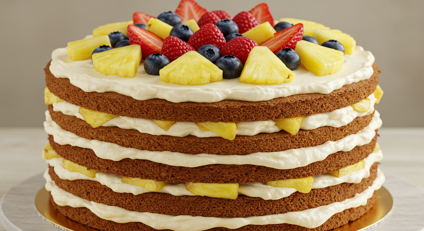 Hummingbird Cake with Fruit Garnish
