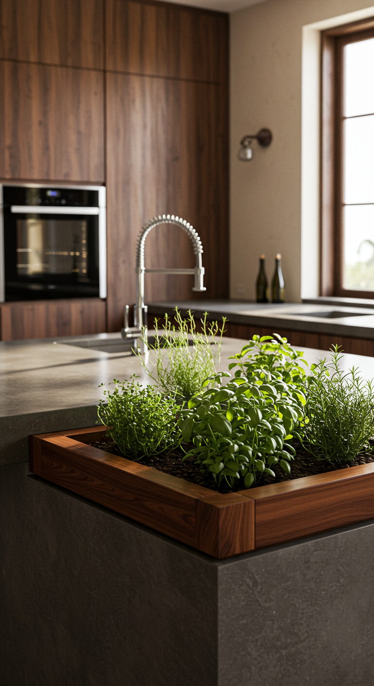 Integrated Herb Garden Kitchen Island