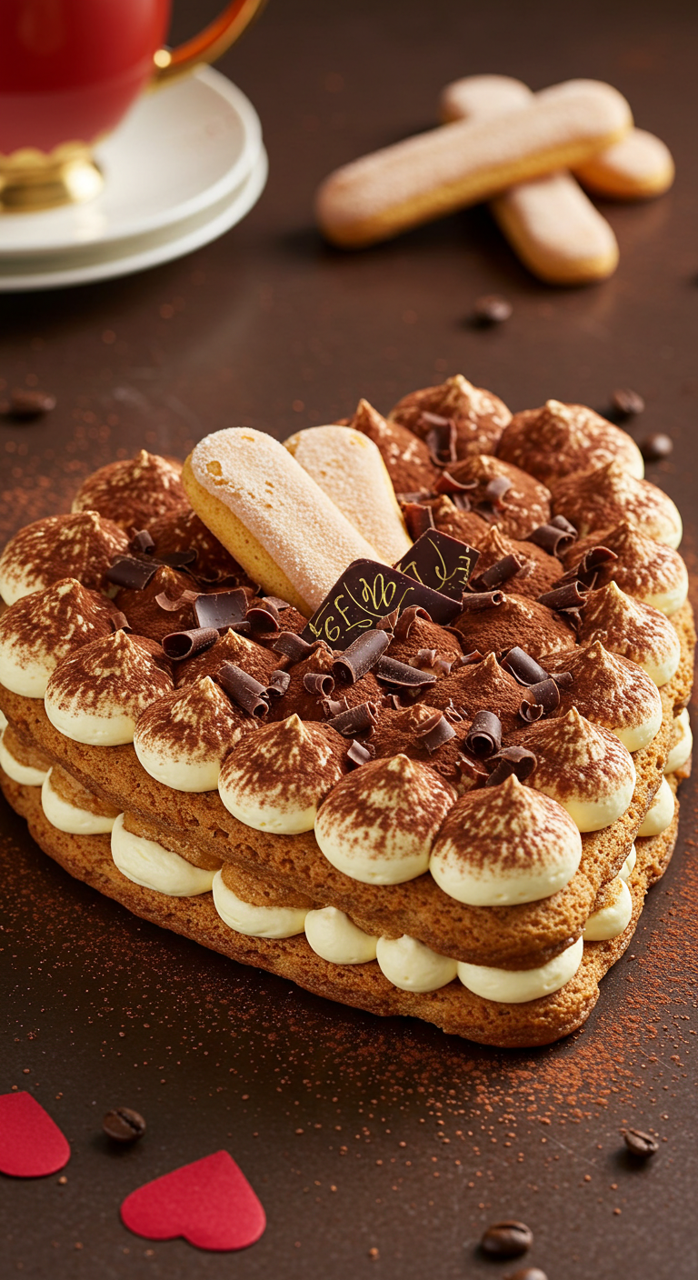 Italian Tiramisu Heart Valentine Cake
