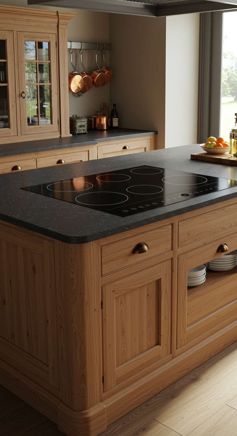 Kitchen Island with Built-in Induction Cooktop