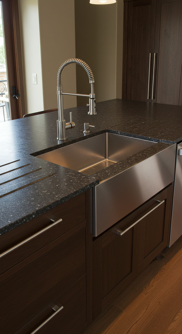 Kitchen Island with Built-in Sink & Dishwasher