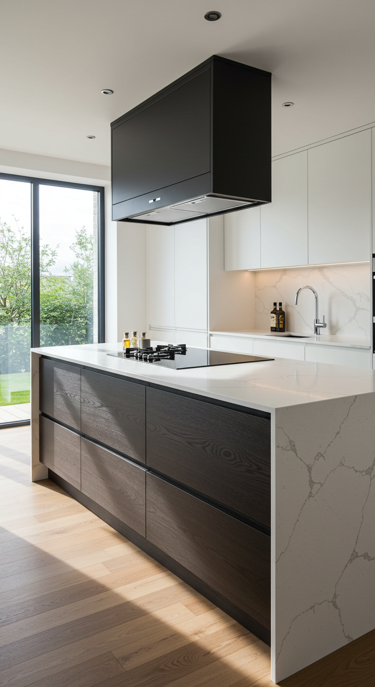 Kitchen Island with Retractable Range Hood