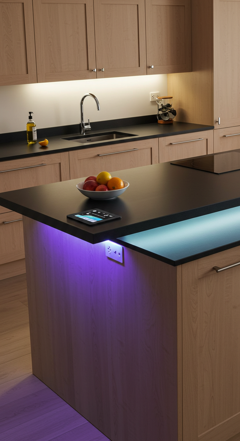 Kitchen Island with Smart LED Color