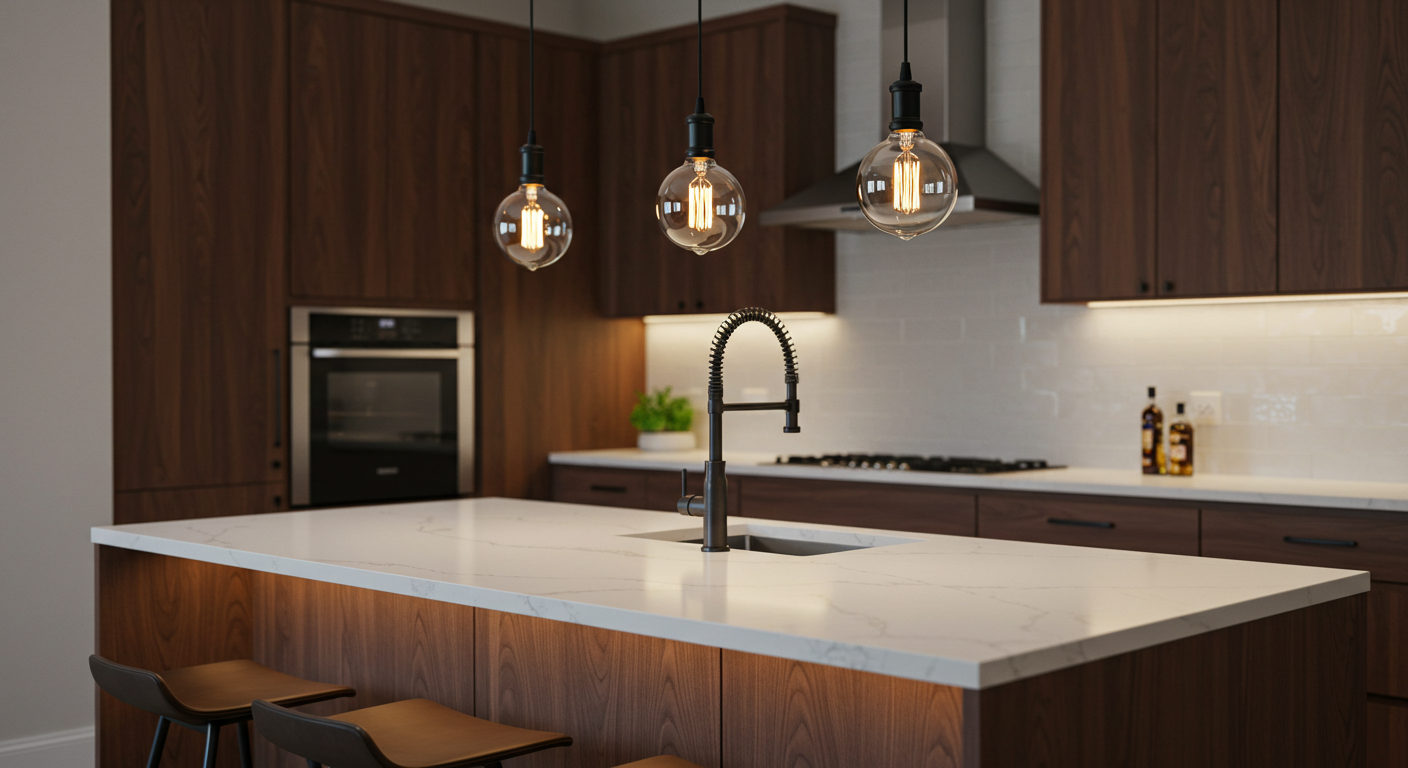 Kitchen Island with Pendant Lighting