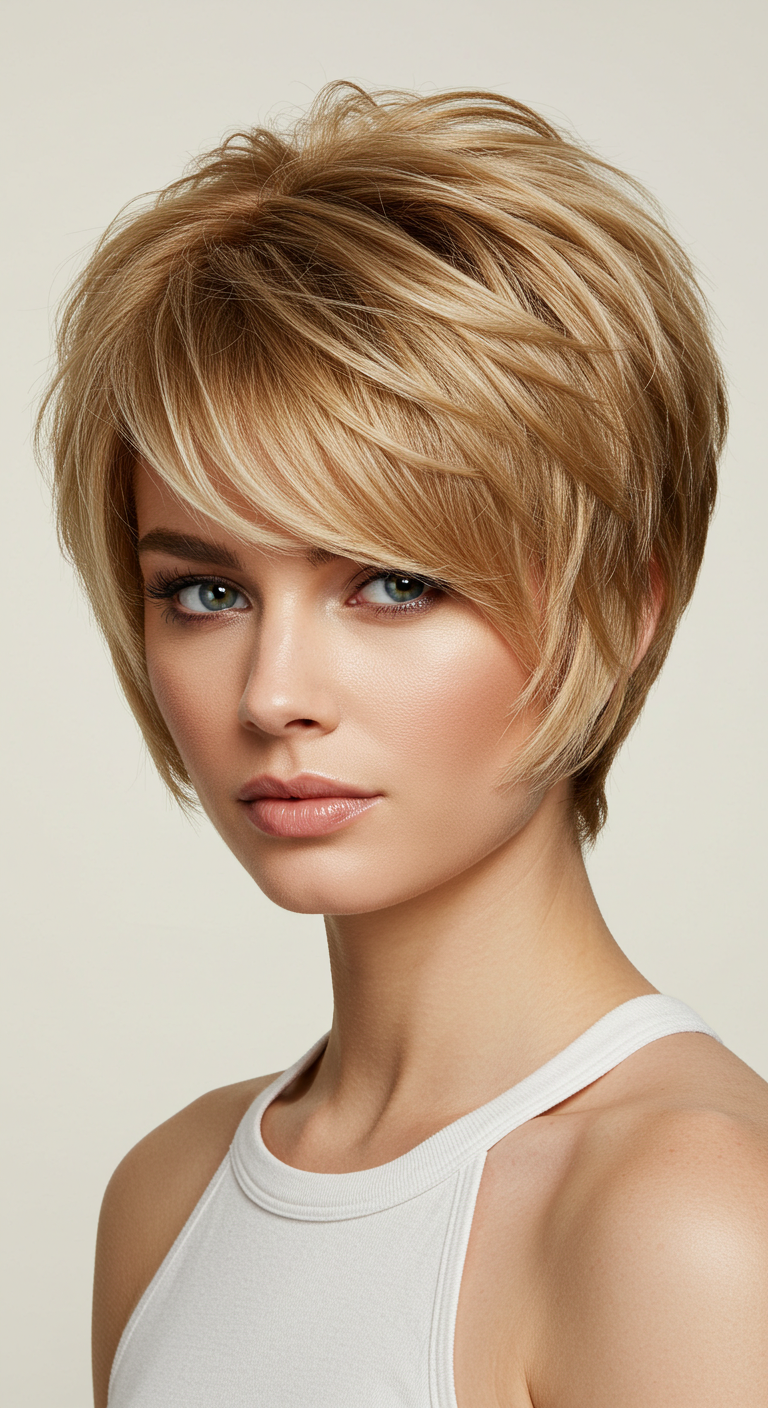 Layered Choppy Pixie Bob Hairstyle for Fine Hair 