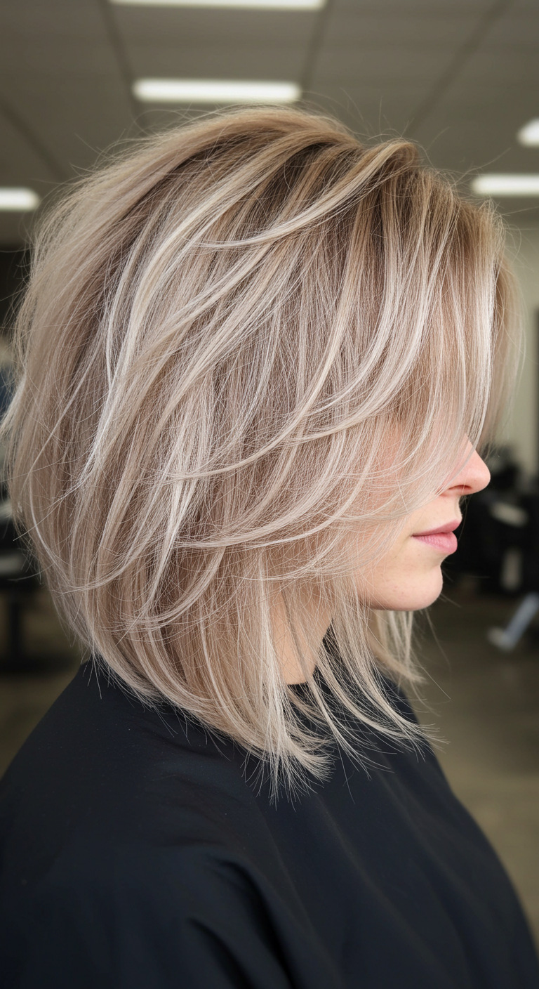 Layered Shoulder-Length Cut with Feathered Ends