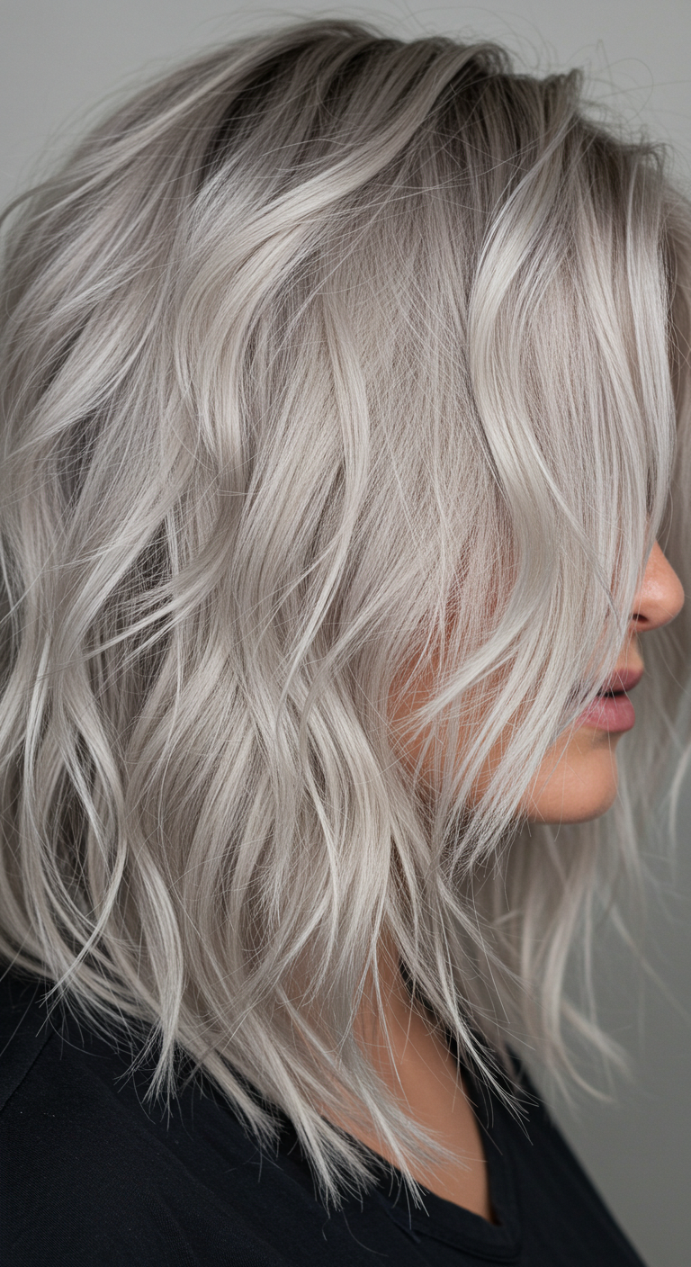 Long Choppy Bob Hairstyle with Loose Waves for Fine Hair