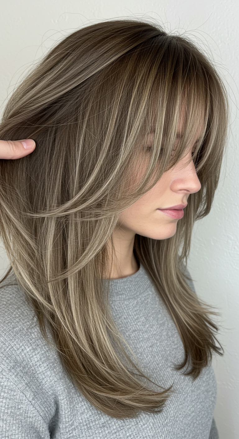 Long Layers with Curtain Bangs