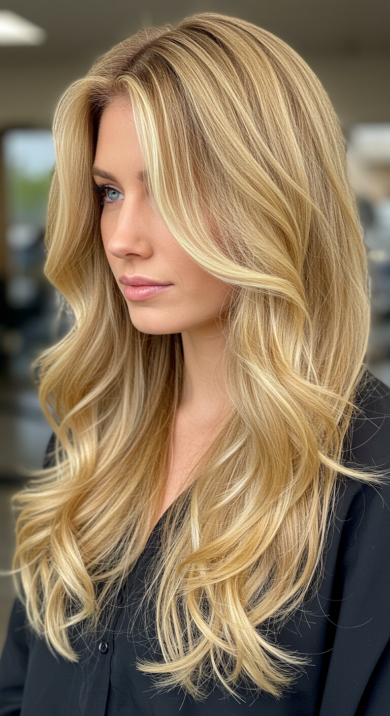Long Layers with Soft Curls for Thin Hair