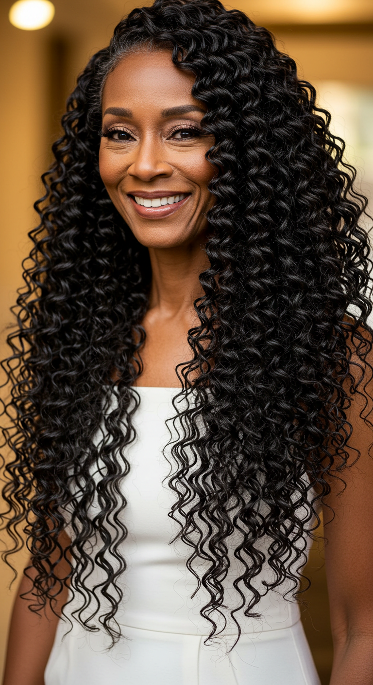 Long Natural Curls for Older Black Women