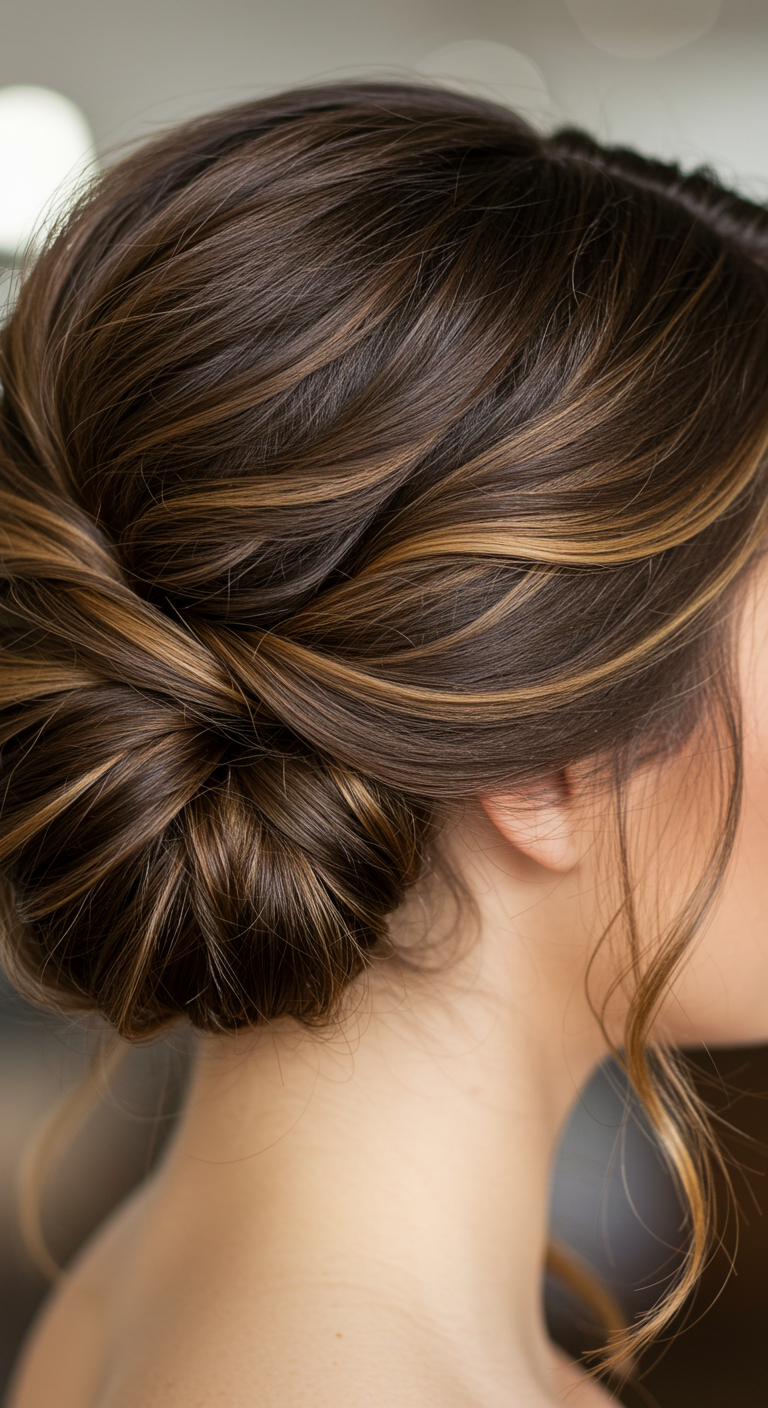 Low Chignon with Face-Framing Pieces for Thin Hair