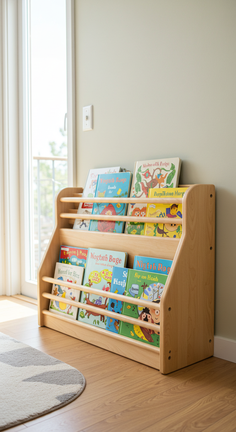 Low-Height Bookshelf for a Montessori-Style Kids’ Room