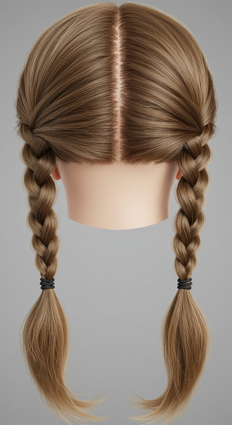 Low Twisted Pigtails for Fine Hair 