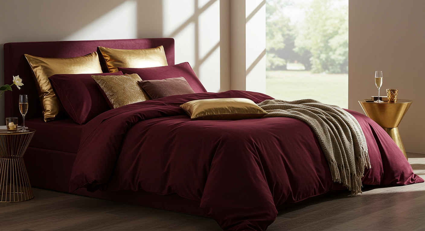 Luxurious Velvet Bedding and Metallic Accents
