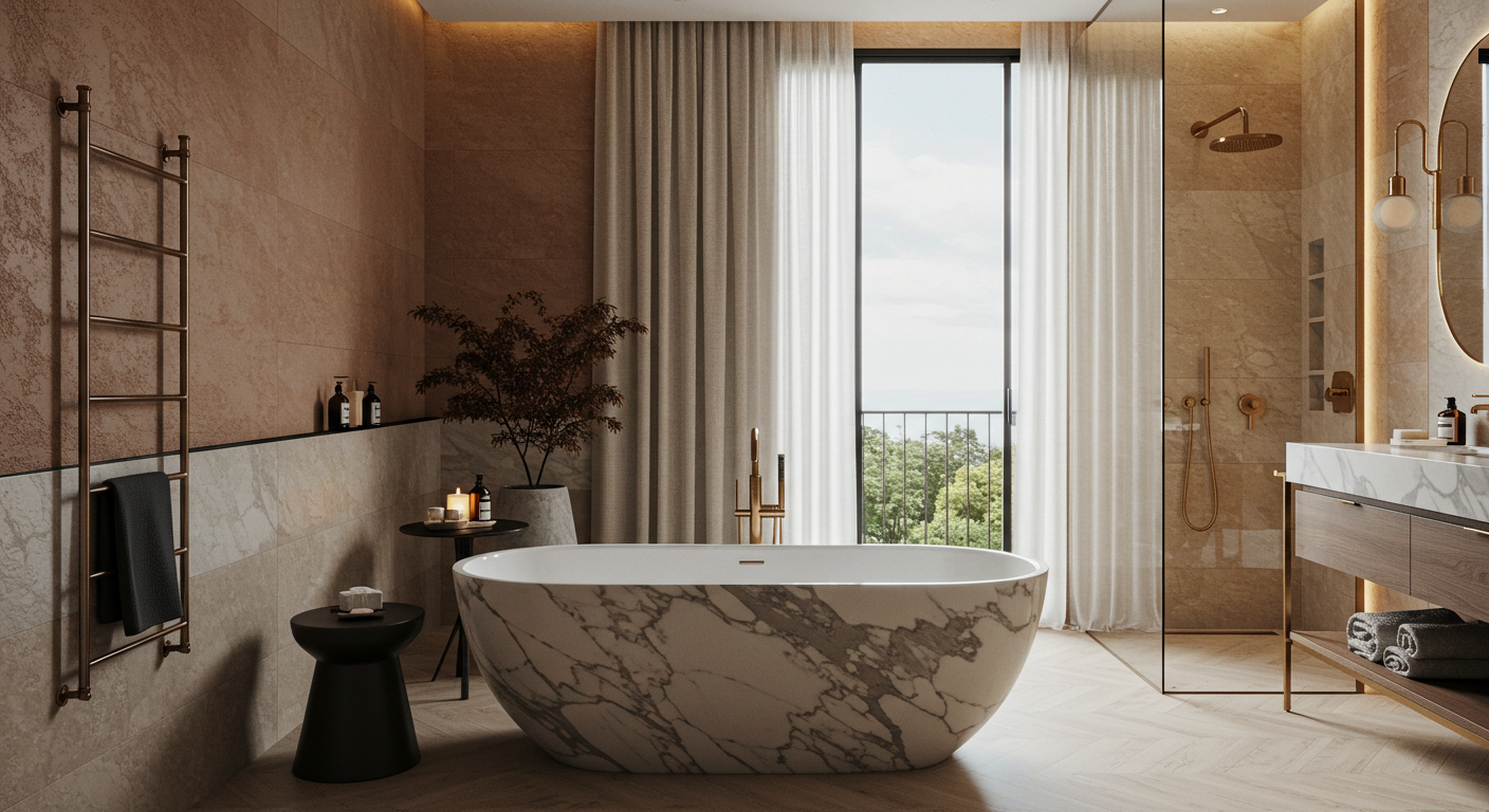 Luxury Bathroom with Freestanding Bathtub