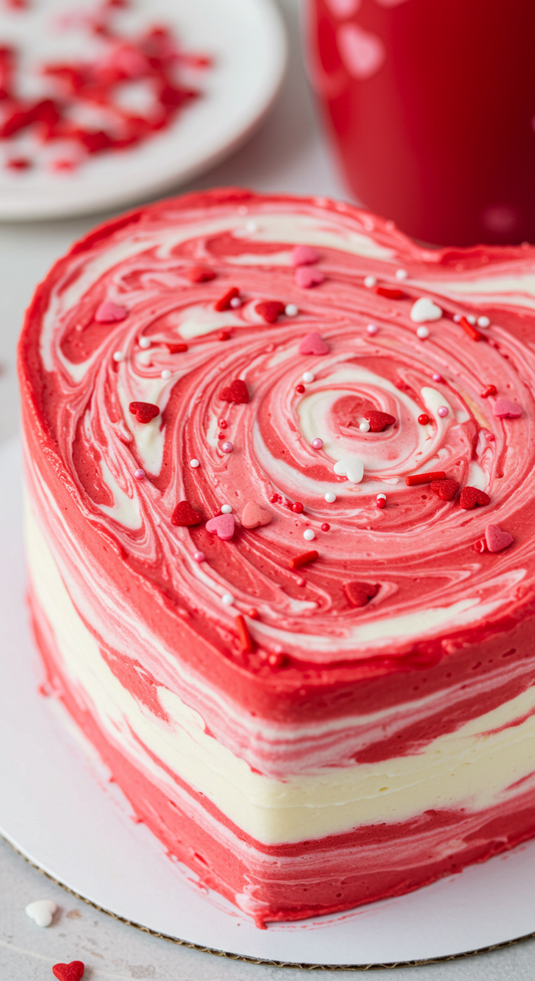 Marble Heart Valentine Cake