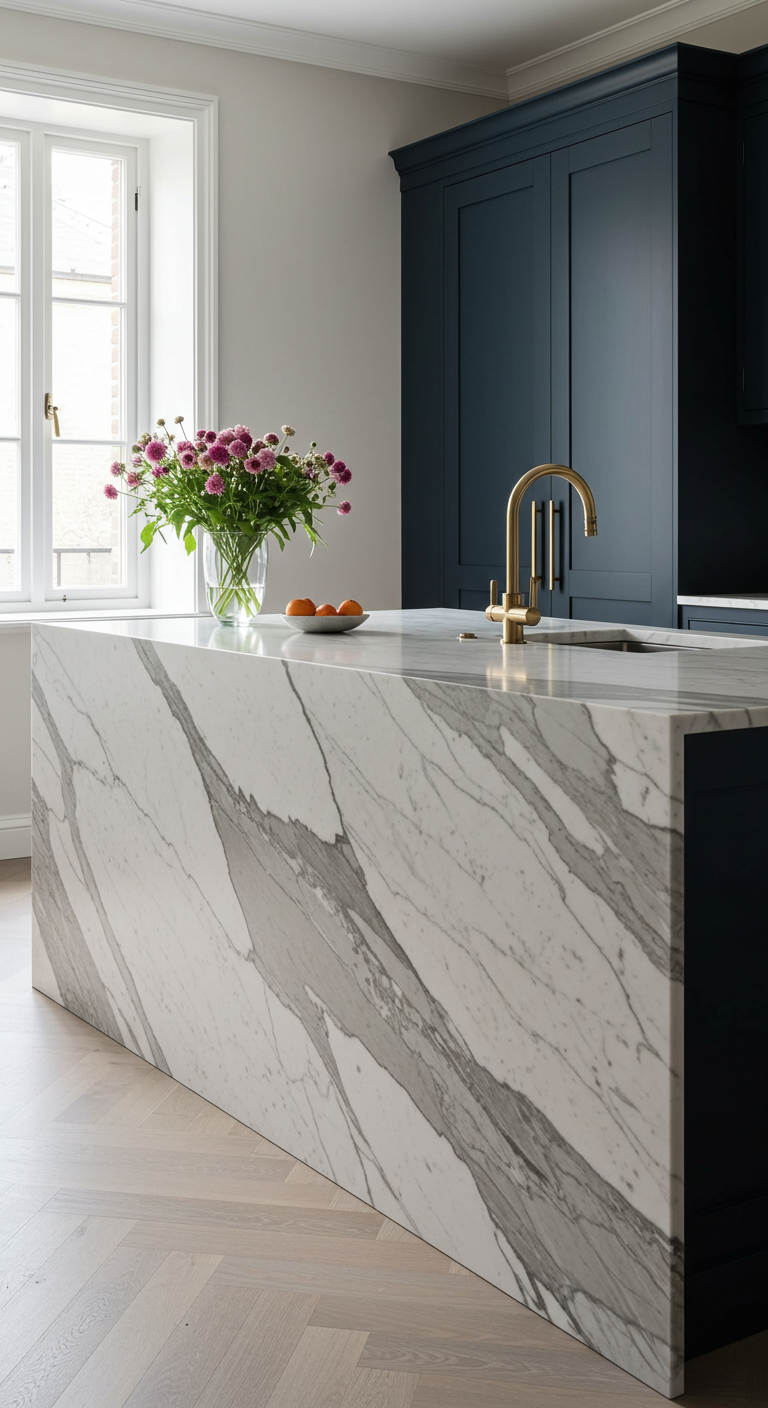 Marble Slab Kitchen Island