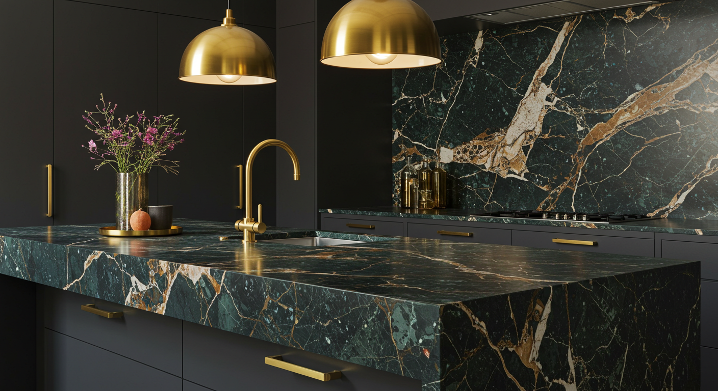 Marble Countertop and Gold Accents for a Luxe Look