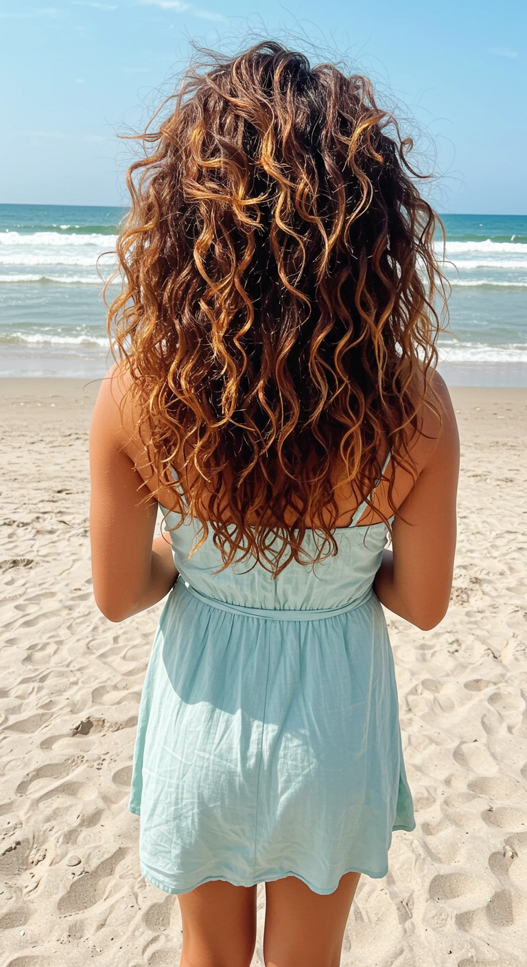 Messy Beachy Curls Curly Hair Girl