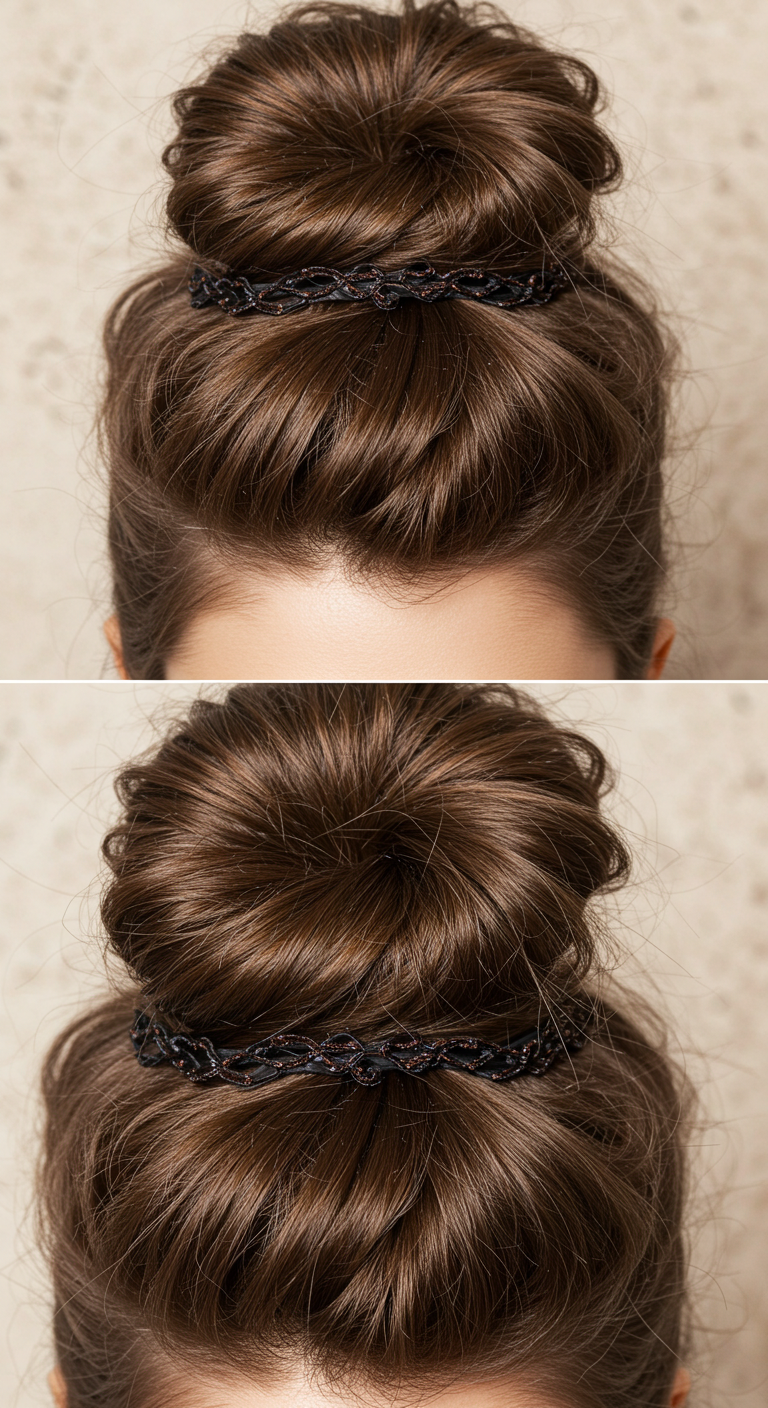 Messy Bun with Headband for Fine Hair