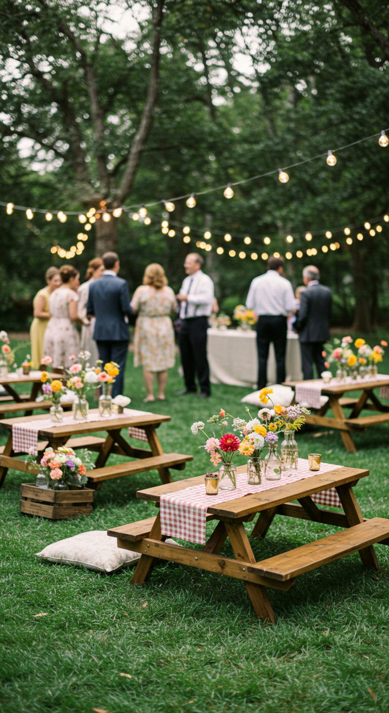 Mini Picnic-Style Reception Tables