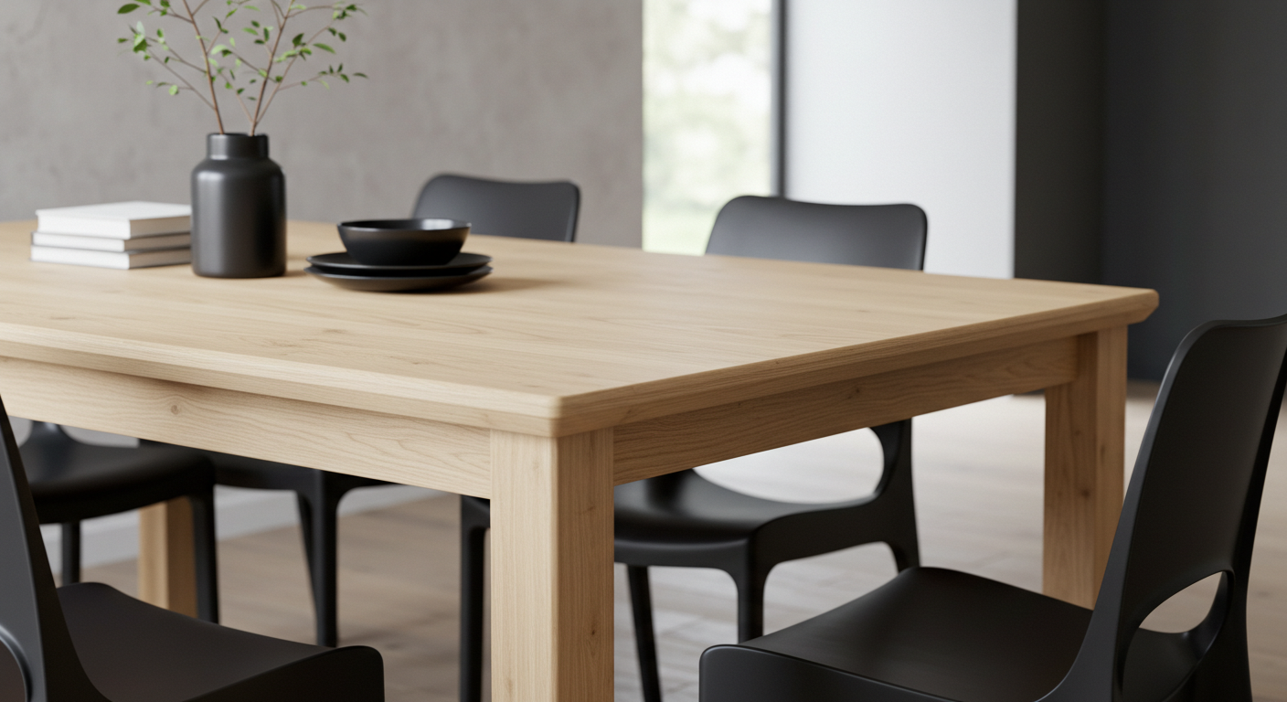 Minimalist Dining Table with Black Accents