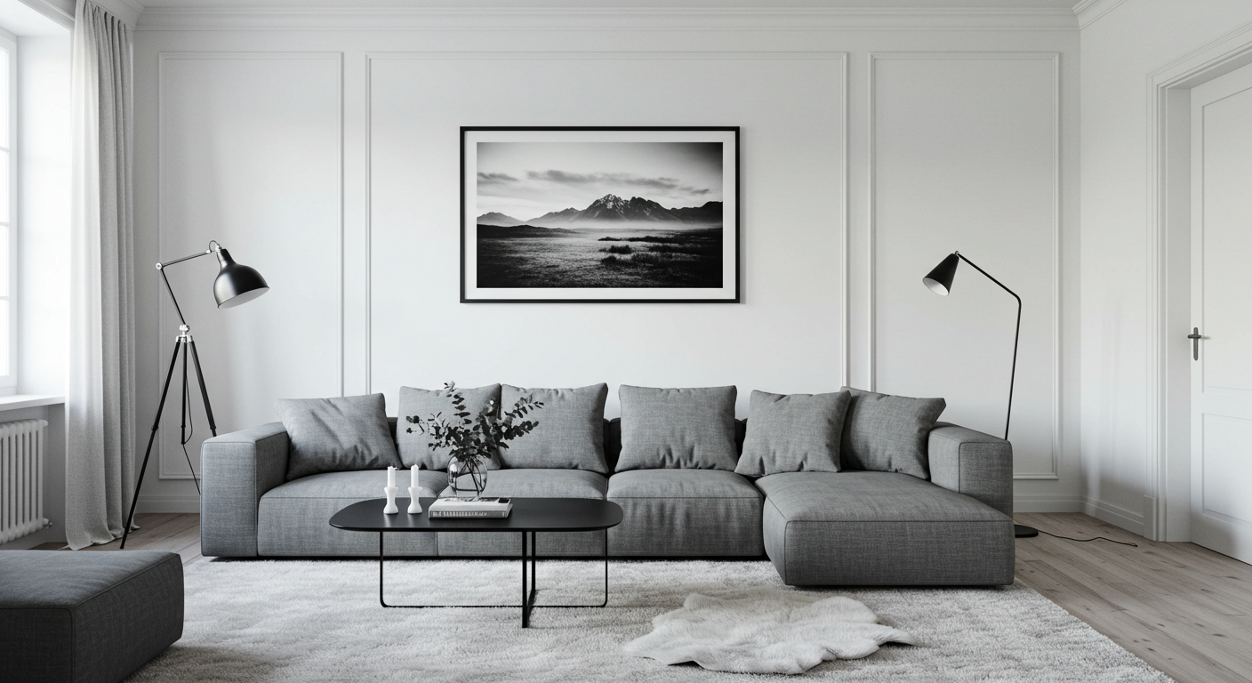 Minimalist Monochrome Living Room Design