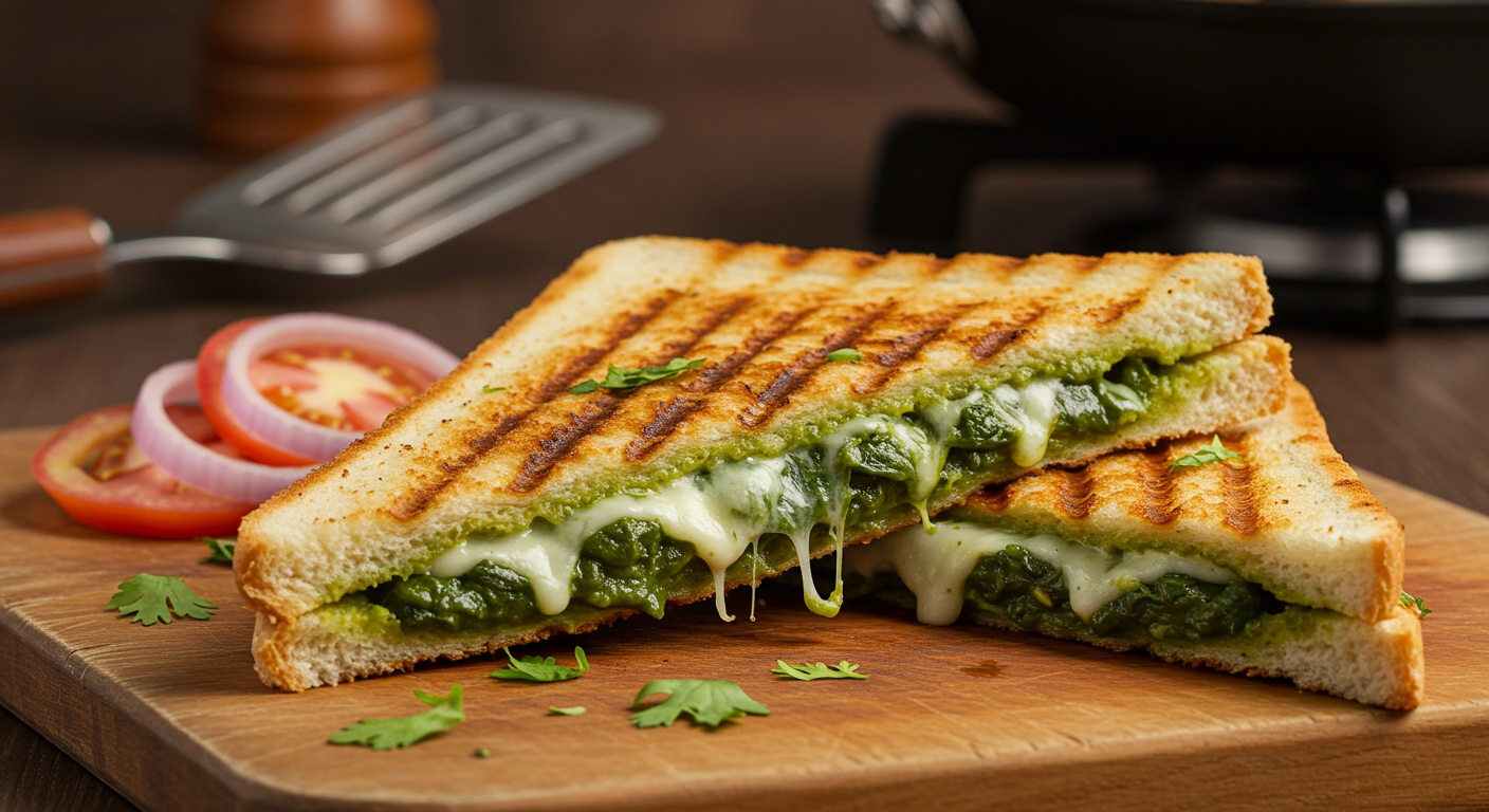 Palak Paneer Grilled Sandwich