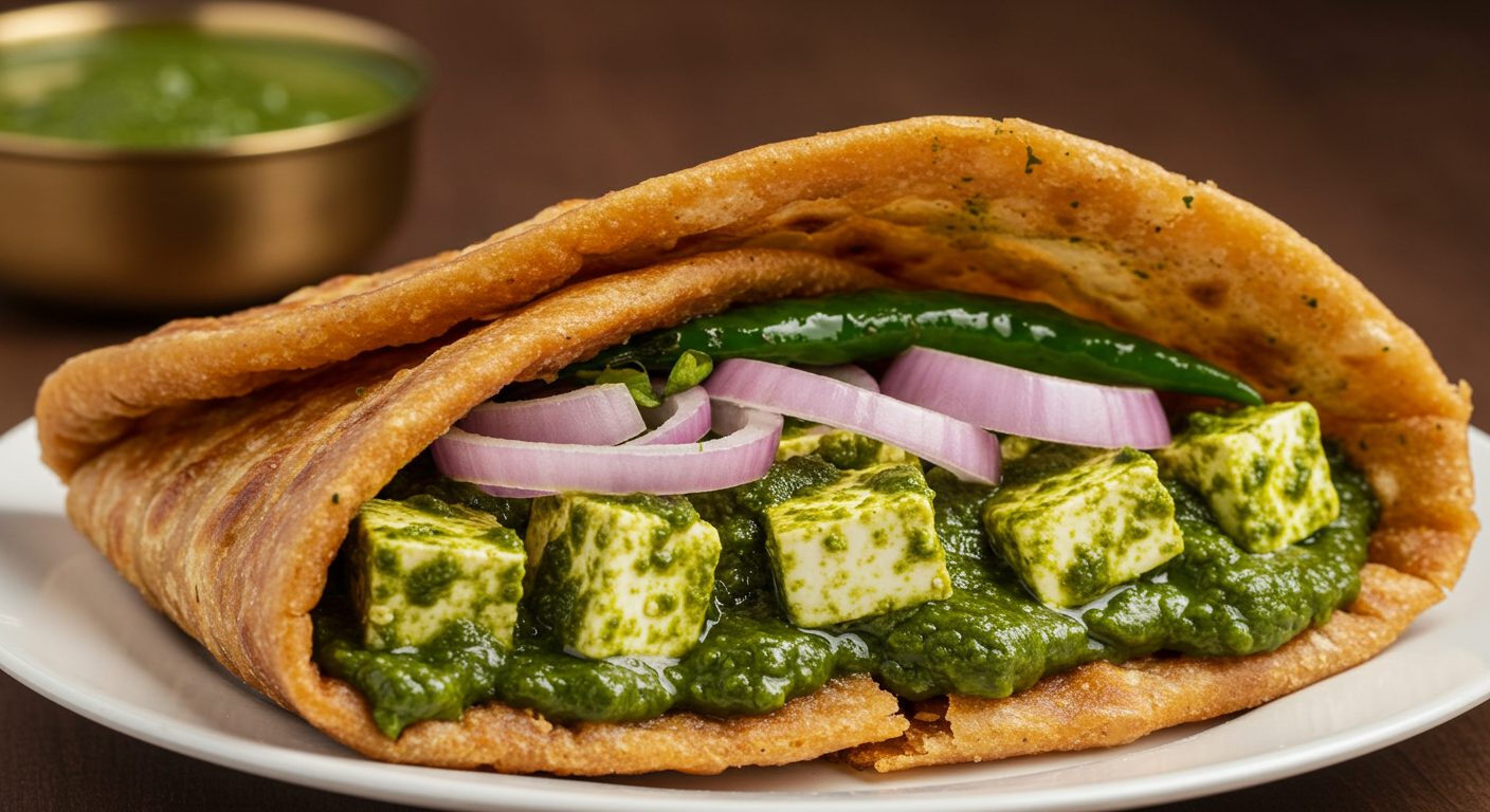 Palak Paneer Kathi Roll