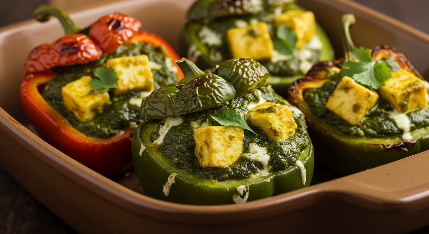 Palak Paneer Stuffed Bell Peppers