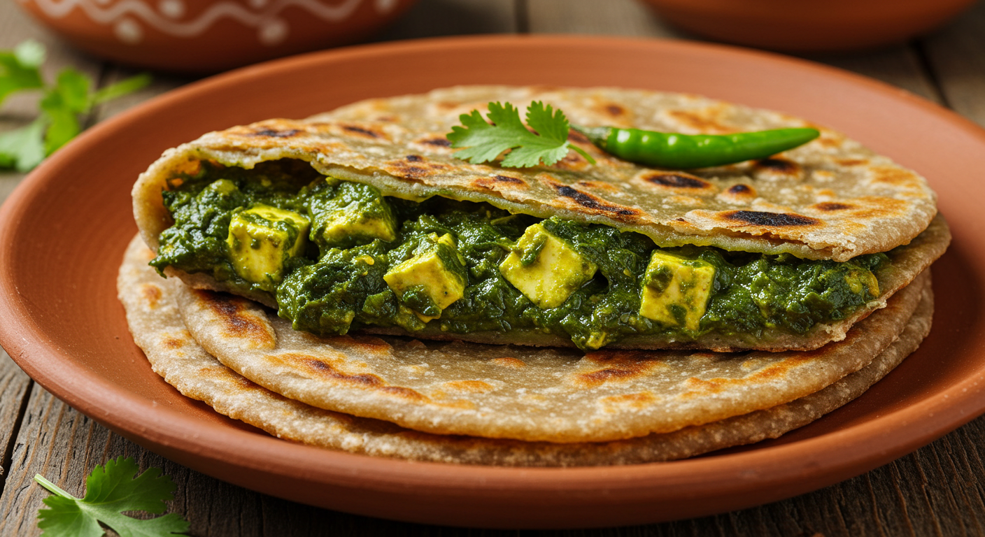 Palak Paneer Stuffed Paratha