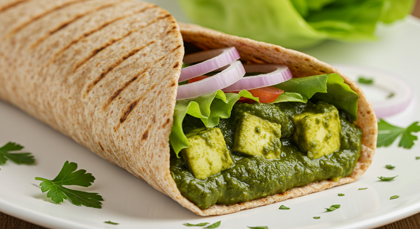 Palak Paneer Wrap with Whole Wheat Tortilla