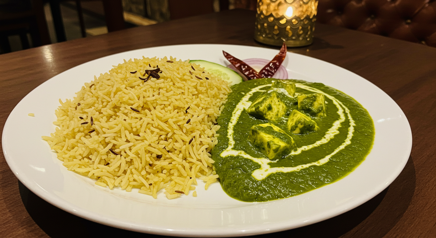 Palak Paneer with Jeera Rice