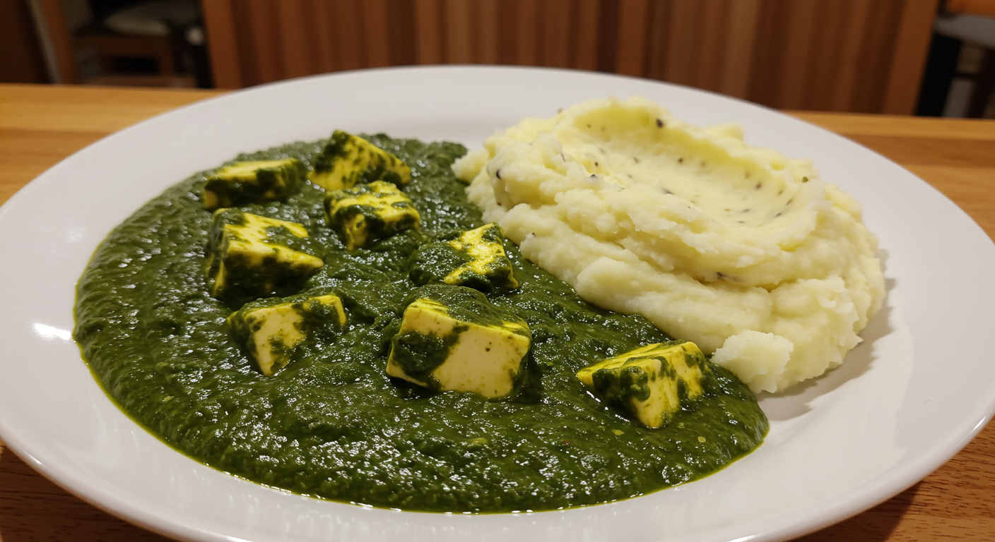 Palak Paneer with Mashed Potatoes