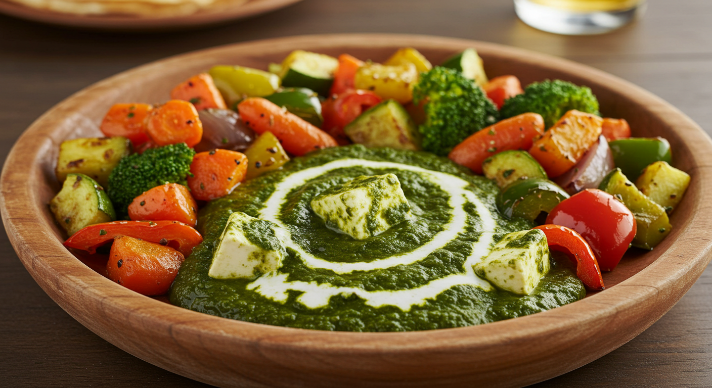 Palak Paneer with Roasted Vegetables