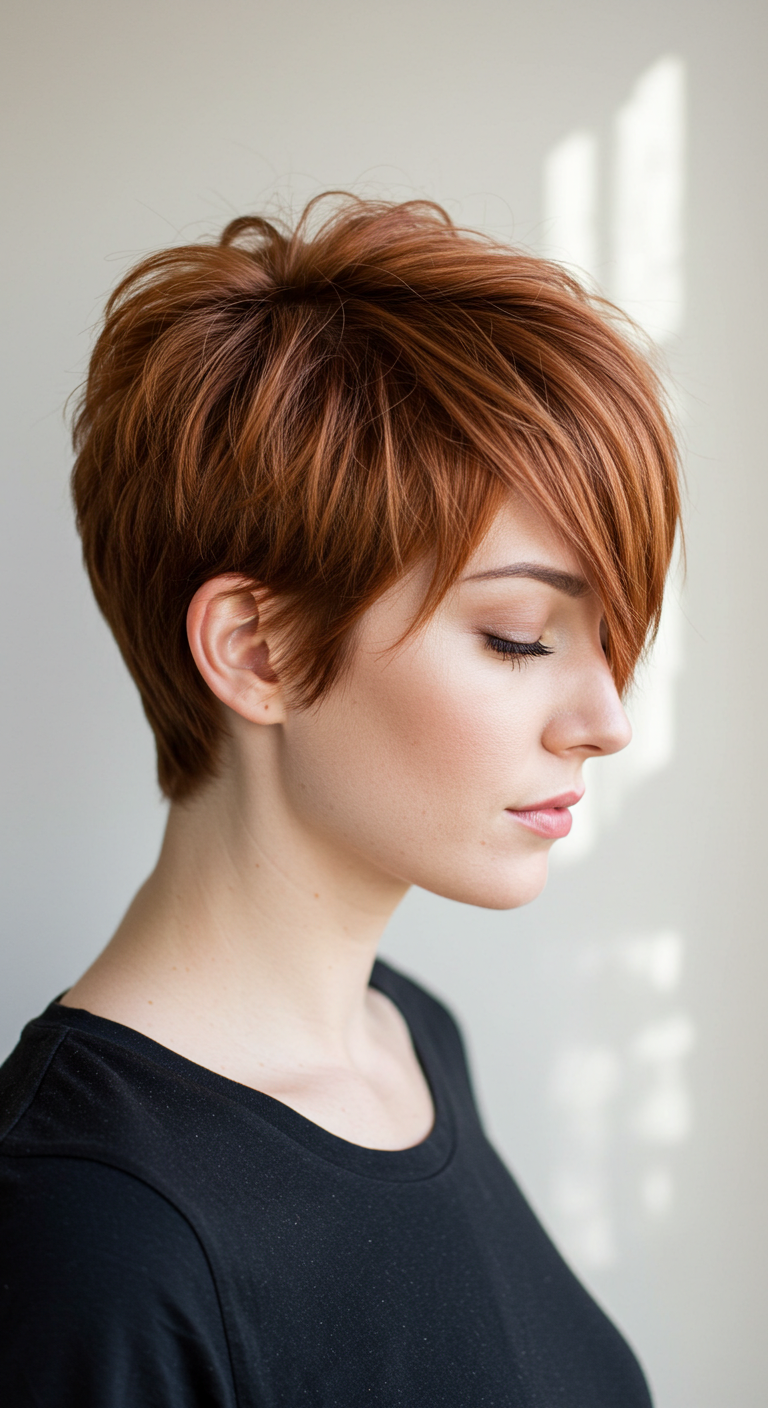 Pixie Cut with Long Side Bangs