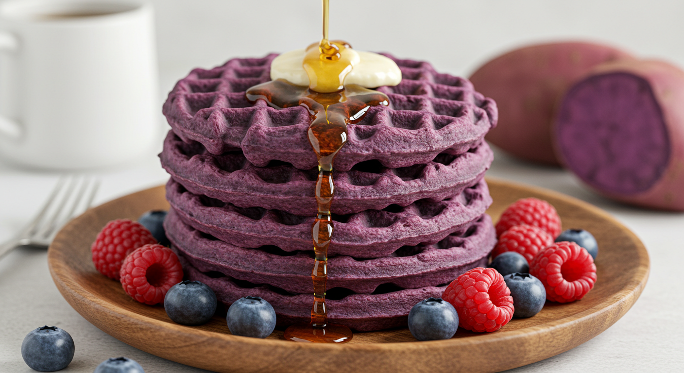 Purple Sweet Potato Waffles