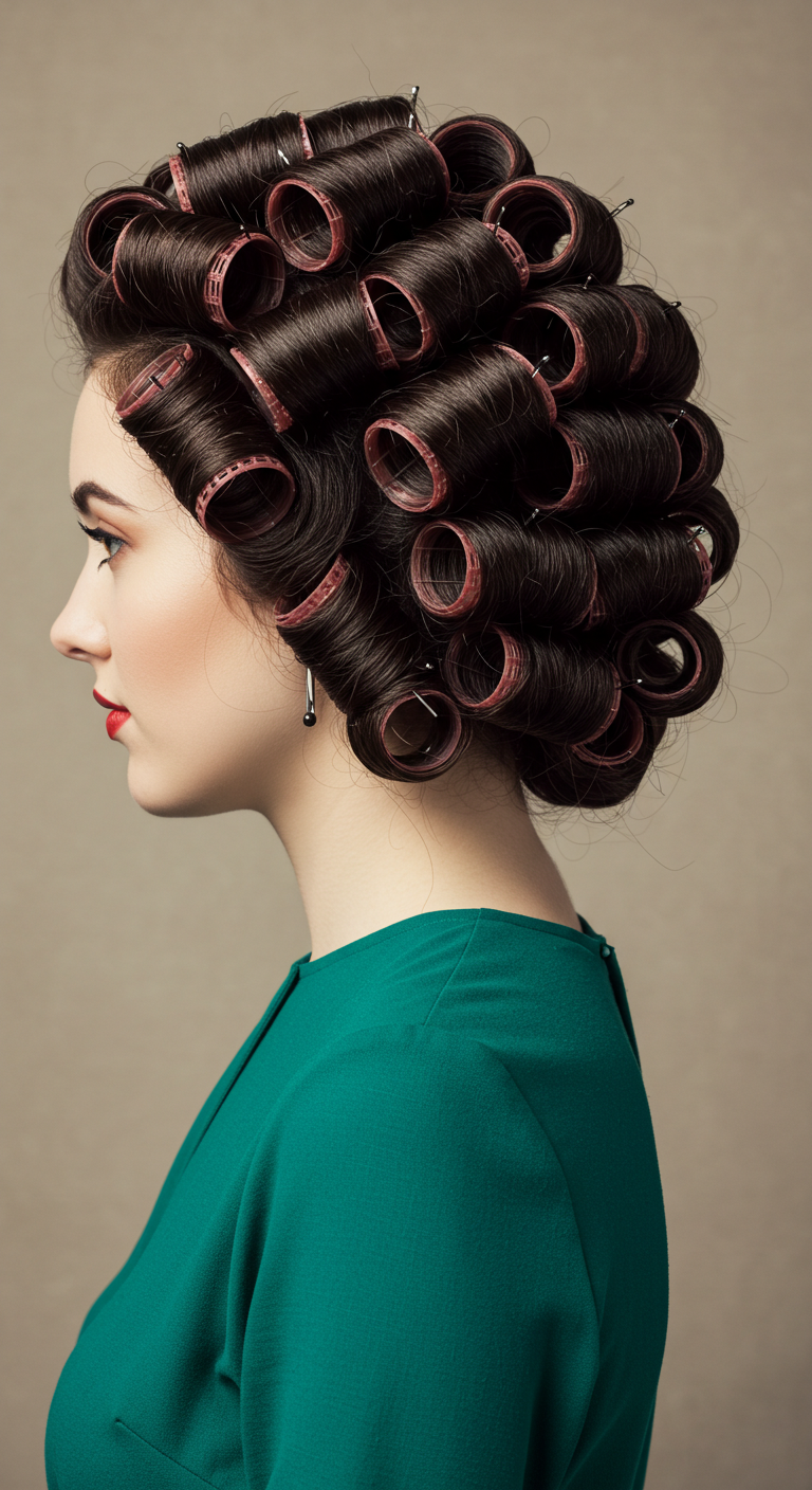 Retro Pin Curls Curly Hair Girl