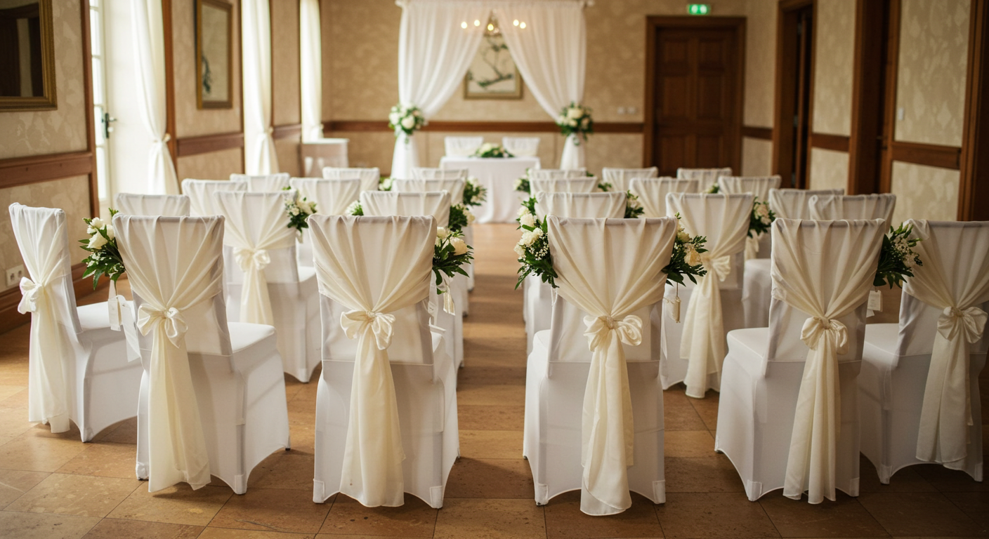 Ribbon-Decorated Wedding Chairs