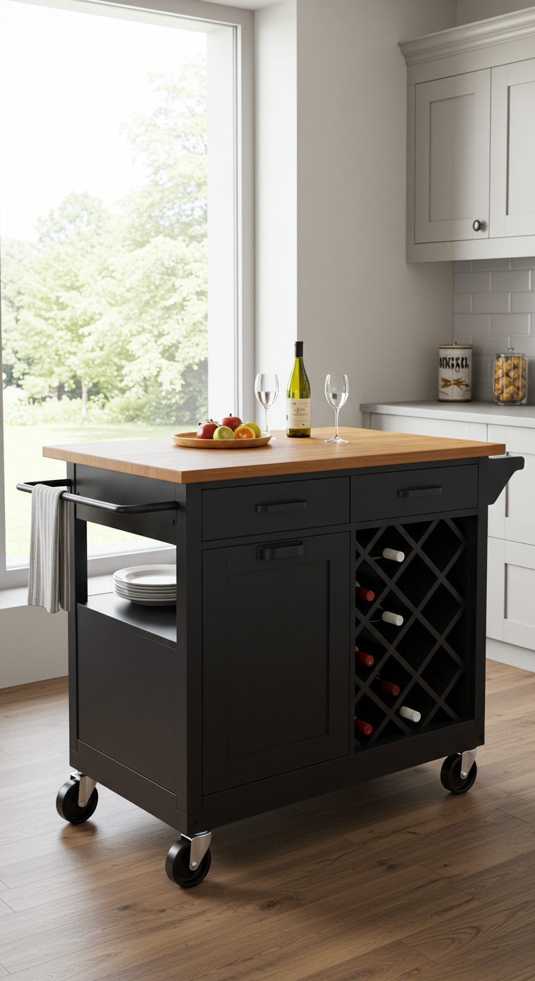 Rolling Kitchen Island on Wheels for Versatility