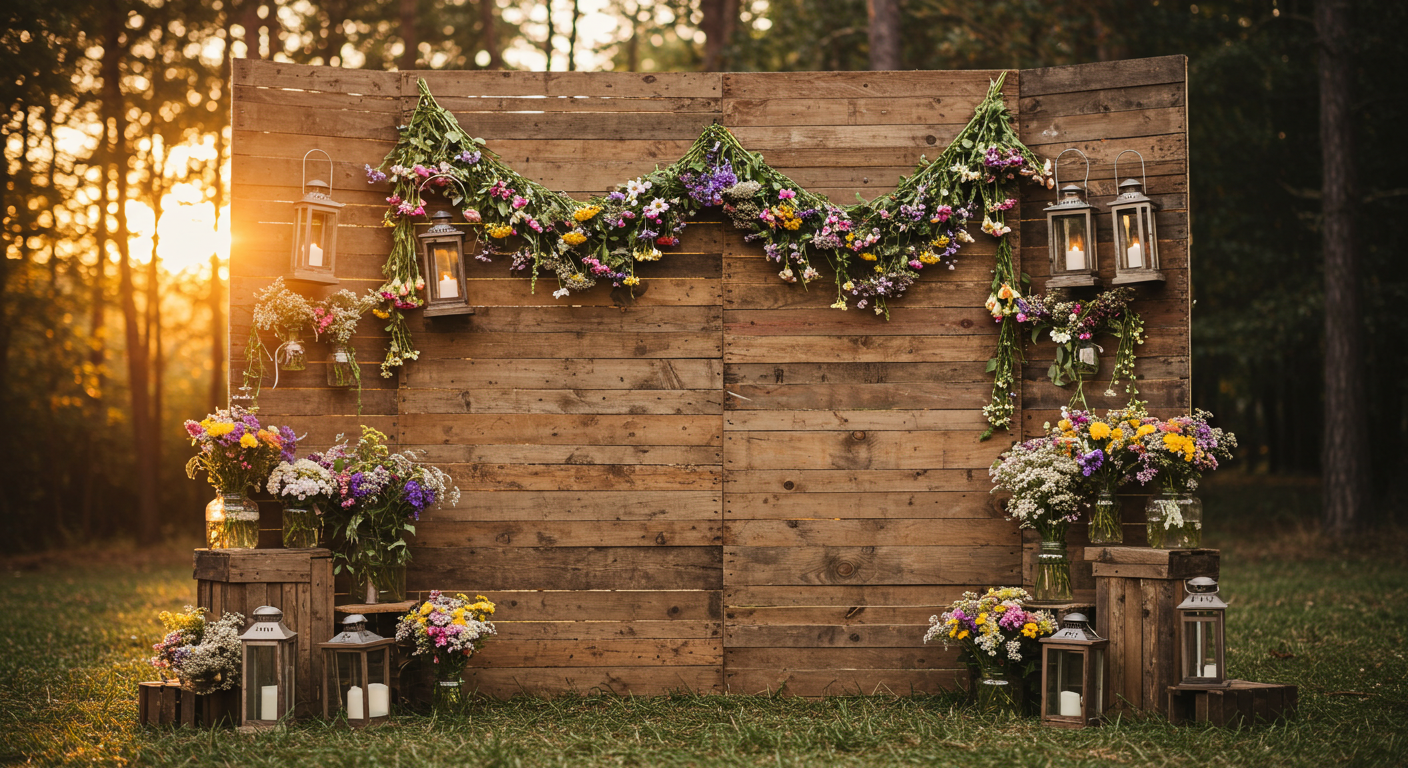 Rustic Wooden Wedding Backdrop