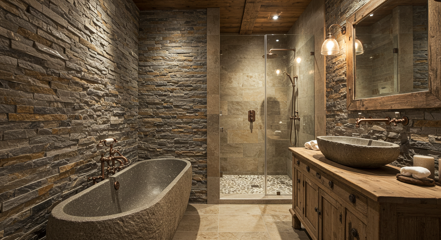 Rustic Bathroom with Stone Elements