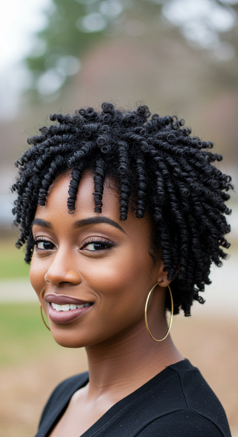 Short Finger Coils Black Women Hairstyle